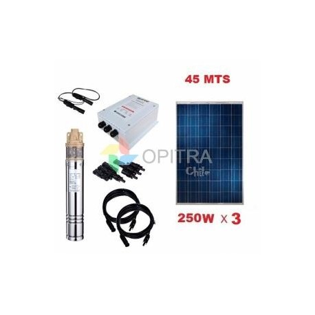 Kit Full Bomba Pozo Profundo 45 mts Energia Solar 750w