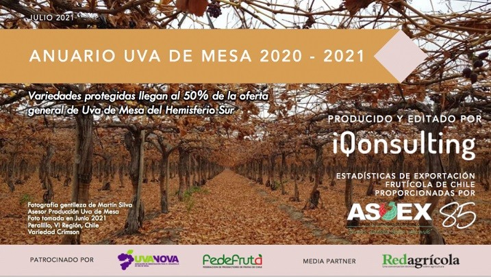 Anuario Uva de Mesa 2020-2021: “Temporada del HS finaliza con cerca de 1,5 millones de toneladas.Chile, Perú y Sudáfrica principales proveedores”