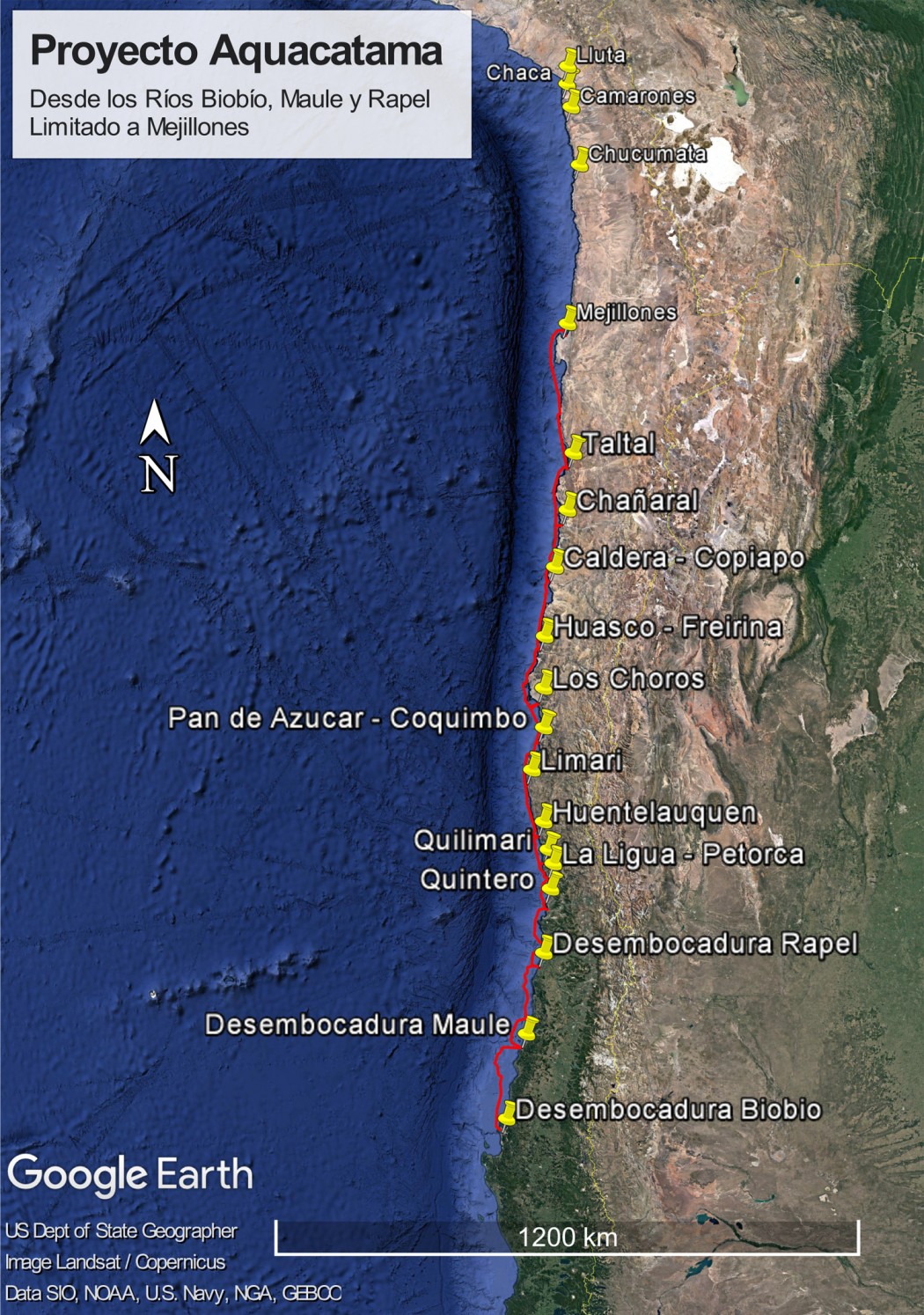 Aquatacama o Río Submarino Sur-Norte de Chile: No sólo permitiría satisfacer las demandas de agua desde Concepción hasta Arica, sino que también luchar contra la desertificación y la sequía