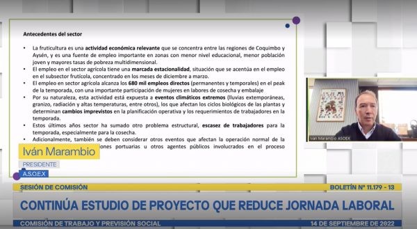 Asoex presenta propuestas ante la Comisión de Trabajo del Senado sobre proyecto de 40 horas