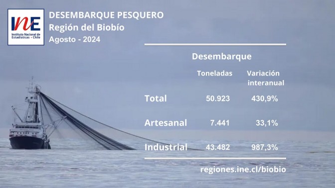 Desembarque pesquero totalizó 50.923 toneladas en la Región del Biobío en agosto